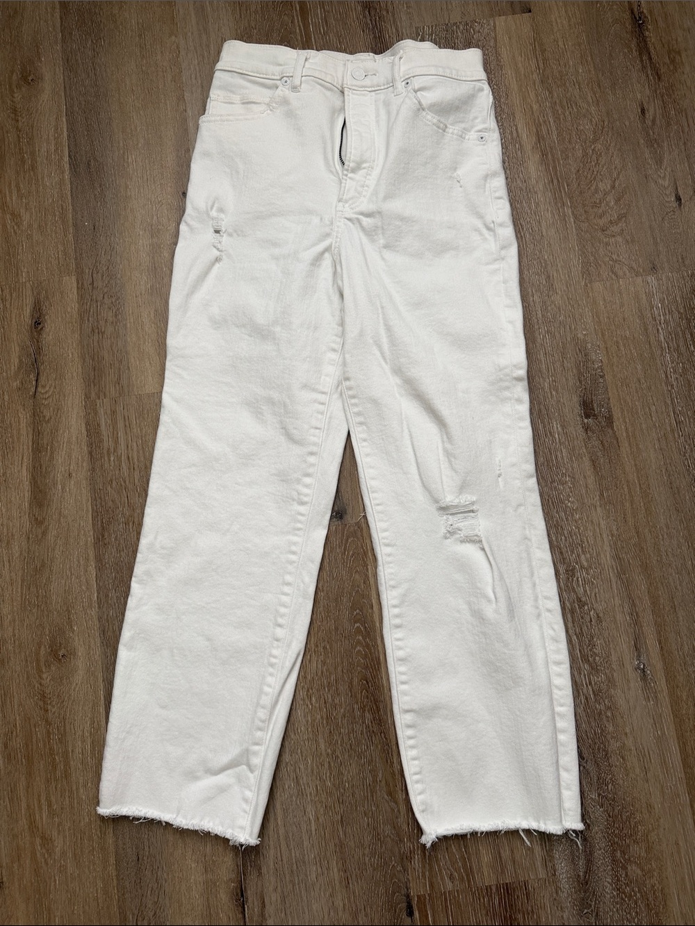 EUC Express Straight High Rise White Denim Jeans 4